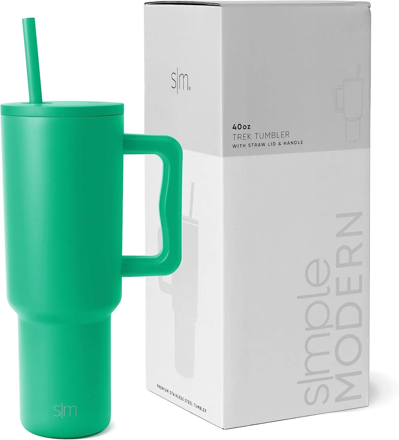 Simple Modern Trek Tumbler with Handle and Straw Lid - Vacuum Insulated Stainless Steel, Reusable, Cupholder Friendly Drinkware Flasks