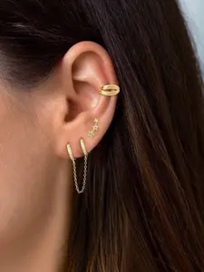 Women's Elegant Copper Zircon Earrings Set, 3-Piece Daily Wear Jewelry Gift Accessory, All-Seasons Fashion Ear Studs, Earring Stacking Set