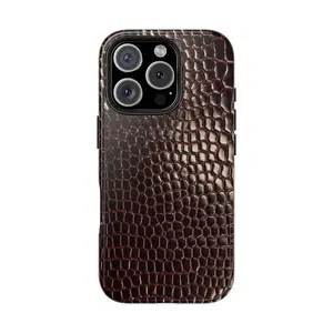 Brown Crocodile Texture Phone Case | Leather Look Tough Case