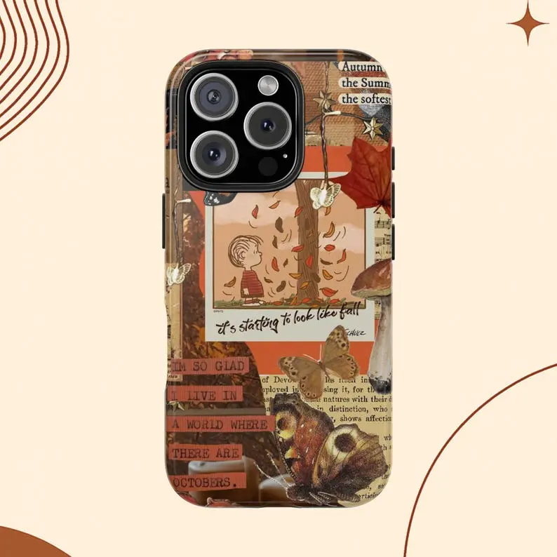 Charlie Brown Aesthetic Fall Collage Print Cellphone Casing - TPU Durable Shockproof Protective Smartphone Accessory, Multi-Model Fit for iOS iPhone 17 Pro Max,16,15,14,13,12,11 & Samsung S26-S21, Ideal Holiday Gift for Women