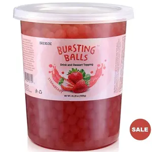 SYRUVIA Boba Pearls Popping Bursting Boba, Tapioca Pearls For Bubble Tea (Strawberry , 2 LB 1 Pack) Sweet Beverage