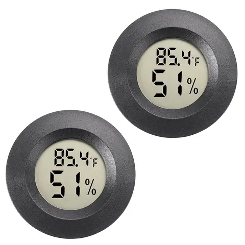 2-Pack Portable Digital Mini Hygrometer Indoor Humidity - Room Thermometer Indoor, Temperature Gauge with Fahrenheit-Celsius Switch for Kitchen, Warehouse, Garage