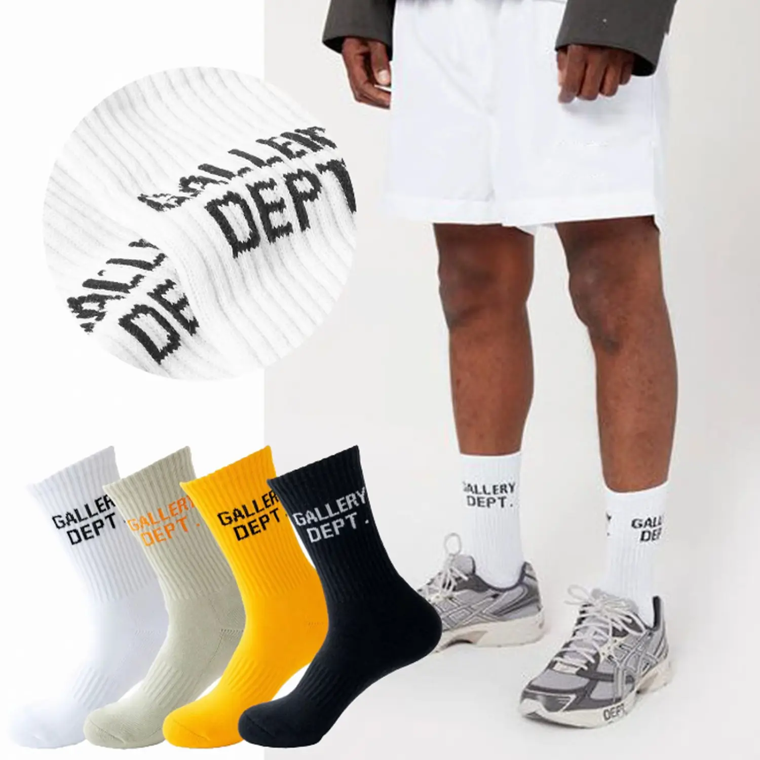 4 Pairs gallery dept Socks Women's Mid-Tube Lightweight Casual Calf Socks Men's Colorful Novelty Solid Color Dress Socks Unisex Socks Fashion Casual Mid-Tube Sports Socks Black Cotton
