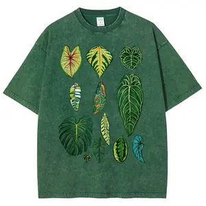 Tropical Houseplant Leaves Botanical Aesthetic T-Shirt, Vintage Washed Tee, Monstera Anthurium Plant Lover Graphic Shirt, Gift For Plant Parents