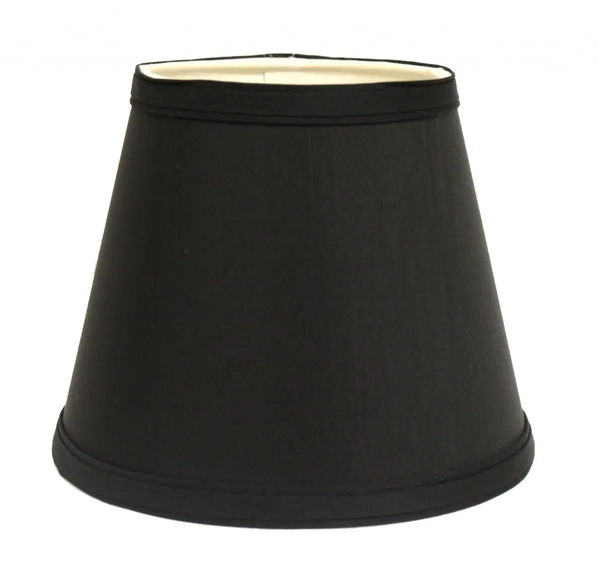 12 in. Black with White Hardback Empire Slanted Shantung Silk Lampshade - 360 Stand, Standard Size Fit, Traditional Home Decor Lighting, Indoor Metal Home Improvement Accessory, Warm Light Compatible