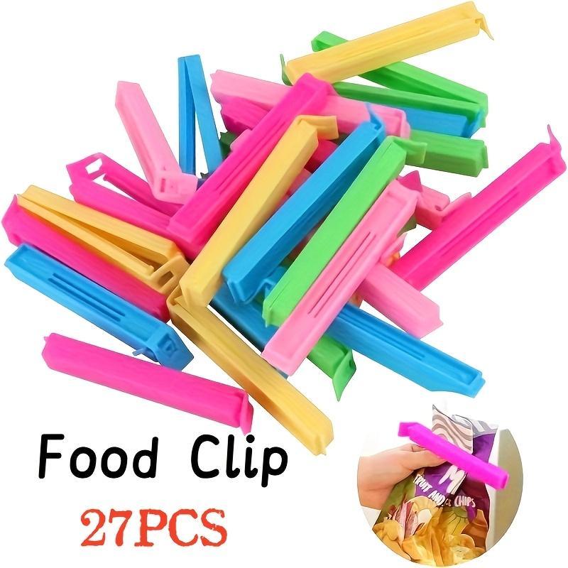 Set of 27 Reusable Clips for Sealing Food Bags, Ideal for Potato Chips And Bread. These Kitchen Storage Additions Feature a User-Friendly V-Shaped Design That Protects Against Moisture And Dust, Ensuring Your Food Stays Fresh