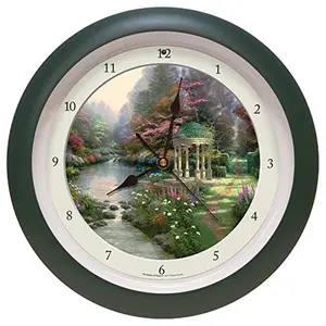 Nature Sound Wall Clock, 13 Inch Green Decorative Clock with Soothing Relaxing Sounds, Smart Light Sensor, Battery Operated for Stress Relief & Calm Home Decor