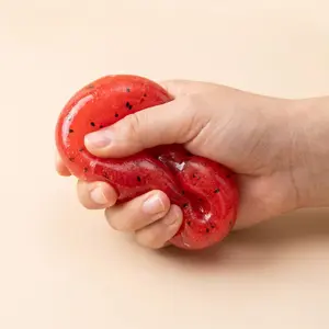 Lifelike Watermelon Flesh Shaped Squish Toy, Silky Dense Cream Wax Feel Stretch Squeeze Toy with Crisp Crinkling Sound, Anti-Anxiety Fidget Gift Toy for Party, Daily Stress Release