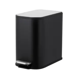 Fingerprint Resistant Stainless Steel Trash Can, 5L/8L Silver/White/Black Waste Bin with Step Pedal, Soft Close Lid and Removable Inner Bucket for Kitchen