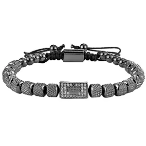 European American Vintage Crown Diamond Studded Beaded Hand Woven Designer Bracelet Same Style Men Bracelet