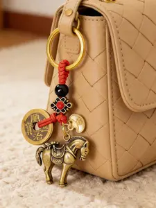 Year of Horse Keychain Pendant, keychain bag pendant, Pure Copper Fortune Charm, Creative Four Divine Beasts Keyring, Car Home Decoration, Unisex Lucky Amulet, Keychain For Bags