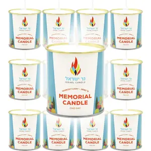 Tin Memorial Candle Yahrzeit Candle (12-Pack)
