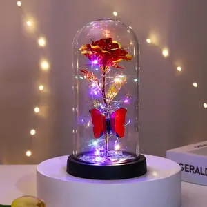 Artificial Rose Bouquet with Transparent Glass Storage Box – Perfect for Mother's Day Gifts, Home & Party Decor, Elegant Artificial Rose Ornaments for Various Occasions