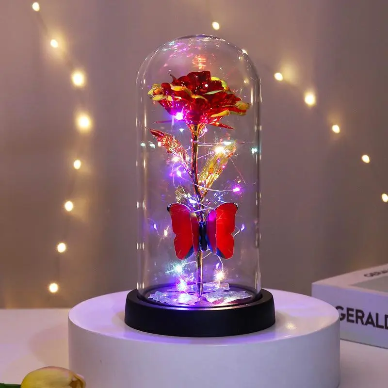Artificial Rose Bouquet with Transparent Glass Storage Box – Perfect for Mother's Day Gifts, Home & Party Decor, Elegant Artificial Rose Ornaments for Various Occasions