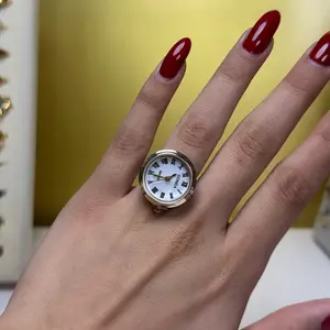 Gold Ring Watch – White Dial Mini Finger Watch | Adjustable Stainless Steel Band | Quartz Waterproof Ring Watch