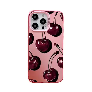 Cherry Phone Cases for iPhone 11-17 Pro Max/ Plus Protective Case - Shockproof Cover IMD Laser Gradient Colorful Laser Back, Contrast Camera Frame Durable Personalized Screen Protector
