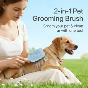CLR」PetSafe 2-in-1 Cat Grooming Brush Comb Tool Dematting Massage Soft Bristles Ideal for Shedding Skin Safe for All Hair Types