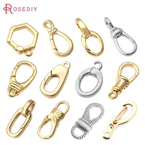 18K Gold Color Brass Simple Lobster Clasps Connect Clasps Jewelry Necklaces Bracelets Making Supplies Diy Findings Accessories