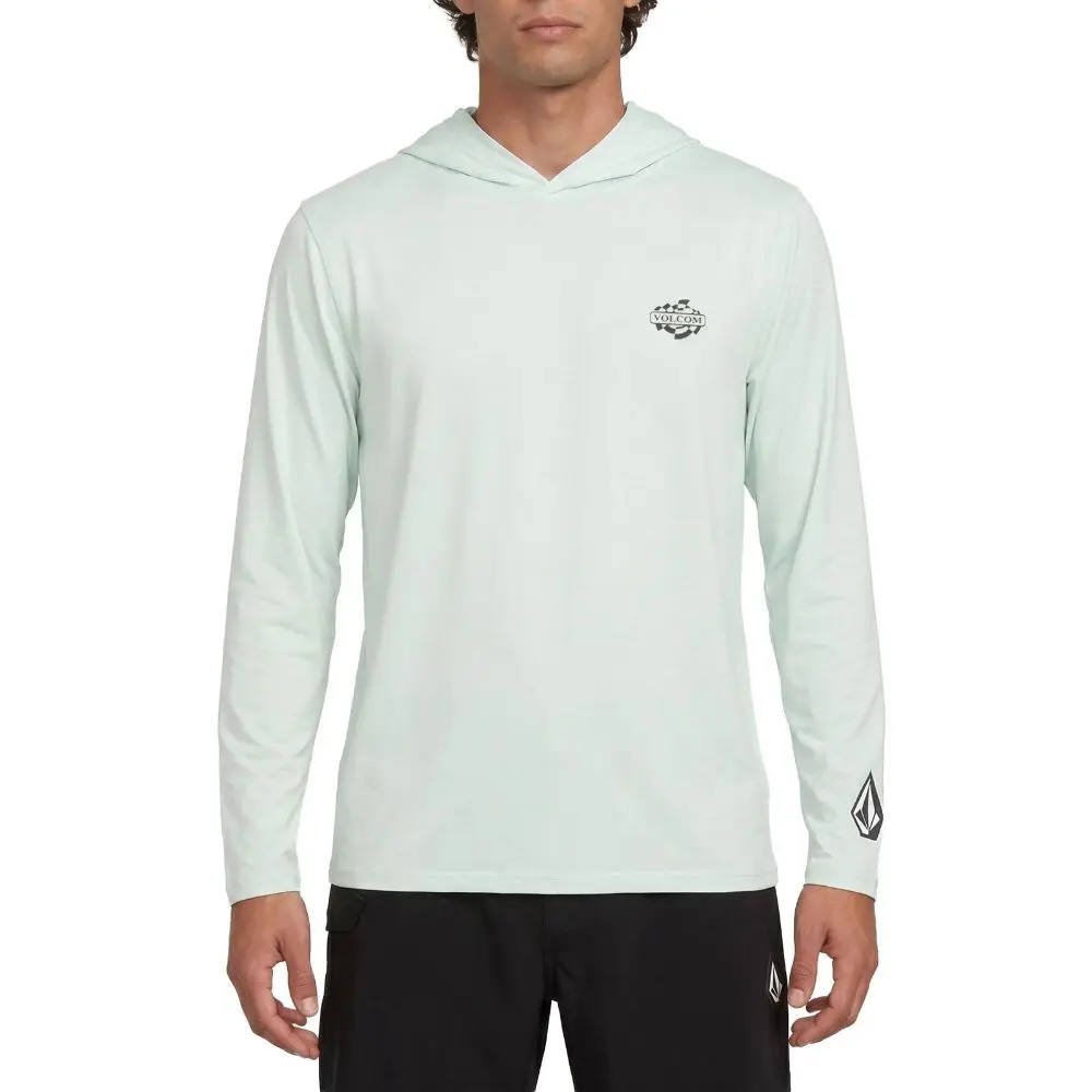 Volcom Men's Overlap Long-Sleeve Hooded Rash Guard Shirt, Male Anti-UV/UVB Beachwear for Outdoors, Swim & Surf Sports Rashguard, Upf 50+, Water Sports, Layer-Friendly