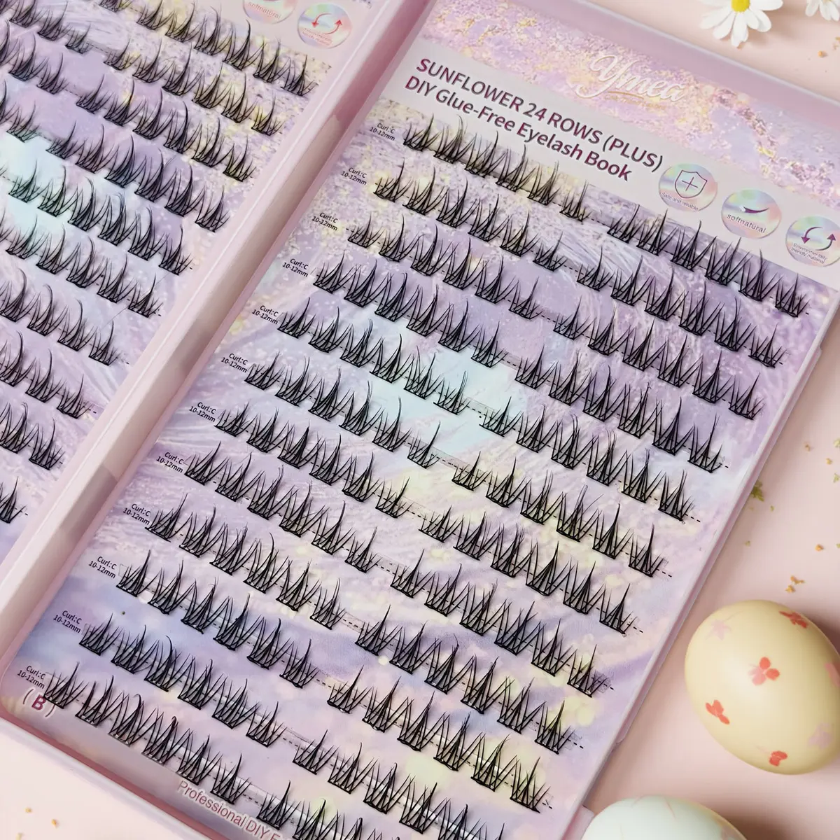 Self-Adhesive false eyelashes book, No Glue Needed Pre glued eyelashes clusters, Fluffy Eyelash Clusters, Natural Wispy Lashes Reusable, Lightweight, Glueless Lashes, natural look, false eyelashes kit, Eyelash Extensions Set