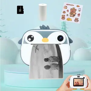 Cartoon Design Print Camera with 32G Memory Card & Sticker, USB Rechargeable Digital Camera, Hot Print Camera, Photo Taking Camera for Kids