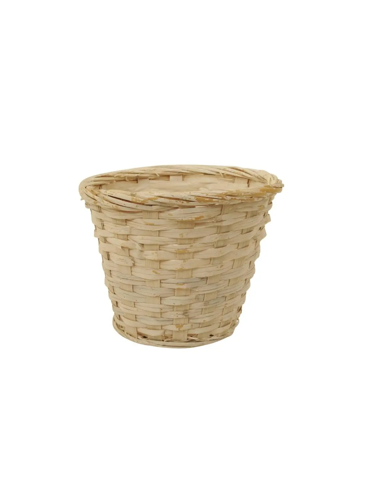 Wald Imports 0025-7W 7 in. Whitewash Rattan Pot Cover - Set of 3