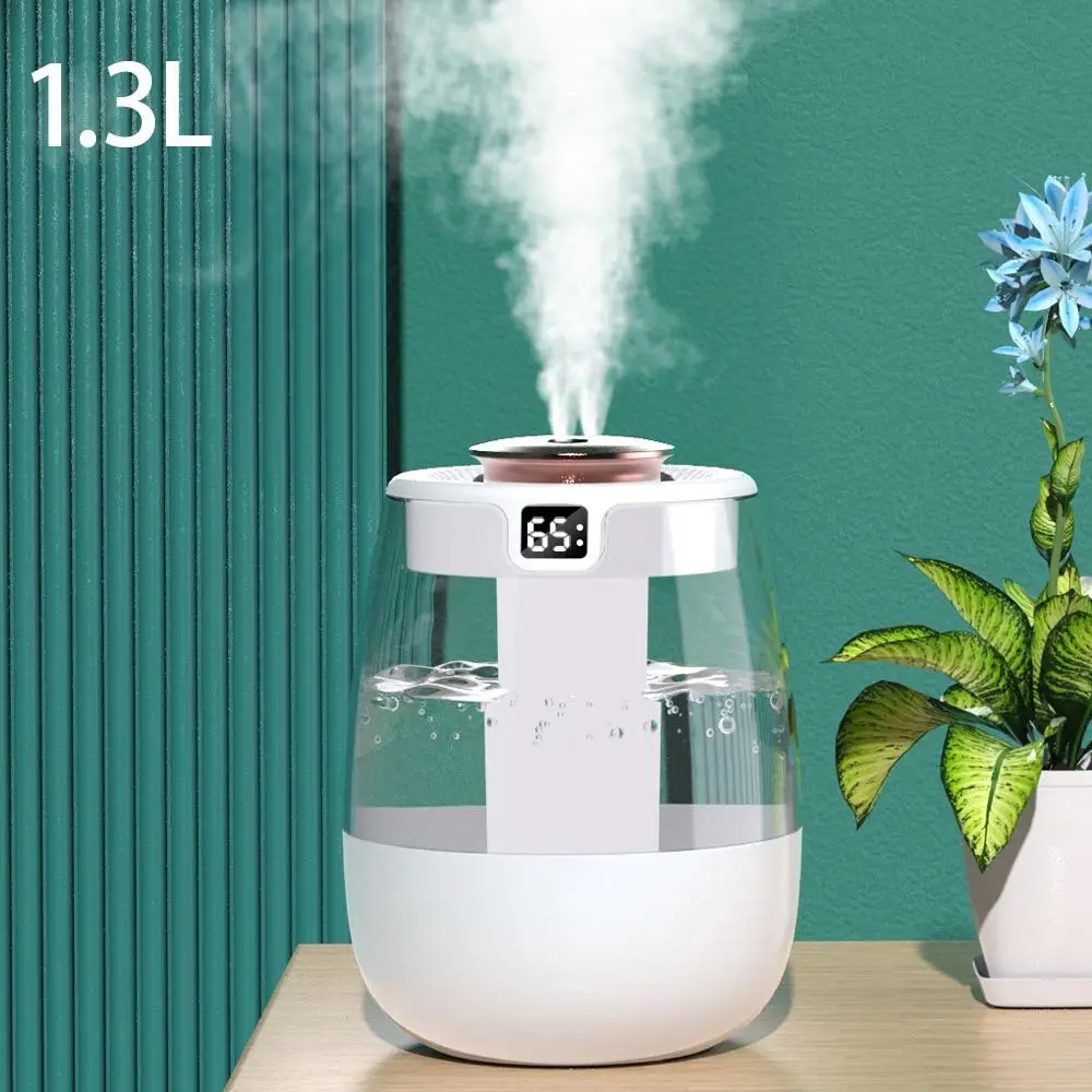 USB Powered Double Spray Head Cool Mist Humidifier, 1 Count Large Capacity Humidifier with Night Light, Silent Humidifier for Travel and Home Use
