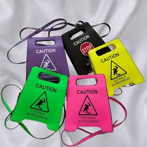 Women Novelty Stop Sign Handbags Fashion Caution Catwalk in Progress Crossbody Bag Messenger Purse for Girls, Shoulder Bag & Purse Funny Gifts
