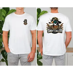 Shot Caller Duck Mens T-Shirt - -Casual Tee with Gangster Duck Print