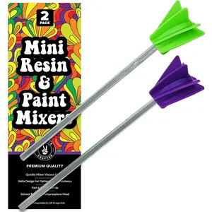 Mixer Drill Attachment, 2 Pack Drill Mixer Paddle, Mini Epoxy Mixing Paddle for Quart or Gallon, Crafting and Mixing Tools