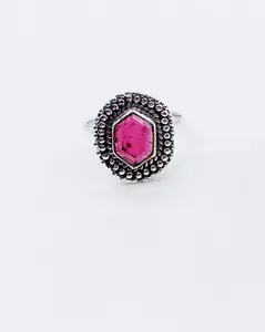 GARNET HEXAGON RING ⋄ Size 11.25