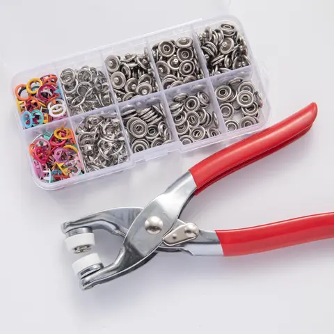 400Pcs Invisible Colored Metal Snap Button Pliers Kit - Auto Eyelet Tool, Invisible Look, Sleek Finish, Puncher & Buttons Handy Kit, Sewing Accessories and Supplies for Clothing