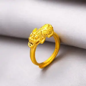 Pi Xiu Sand Gold Ring Unisex Elegant Design with Unique Style & Versatile Appeal Classic Look  Set for Timeless Aesthetic shop spiritual woman trendy fashion  sweat proof 90s jewelry retro gothic fish Skull Earrings casual body Necklace Gift