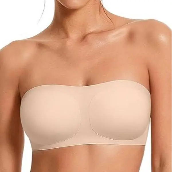 Women's Strapless Bandeau Bra, Non Slip Jelly Support Tube Top Bra, Seamless Wireless Comfort Bra for Summer Outfits