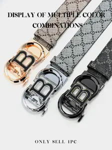 Classic B Letter Men's Formal Pants Belt, Business Commute Simple Elegance, Luxurious Metallic Buckle Design, Mature Man Choice