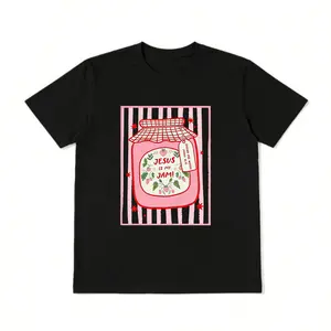 Jesus Is My Jam Strawberry Jam Jar Graphic T-Shirt, Pink Washed Christian Tee with "Make His Mercy Known" Tagline
