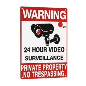 Private Property No Trespassing Sign Aluminum Sign: Video Surveillance Signs Outdoor 8 x 12 Inch Decorative Plaque