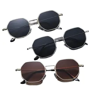 3PCS Vintage Polygon Full Rim Metal Sunglasses Set, Polarized Mirror Glass Lenses, UV400 Protection, Unisex Luxury-Inspired Frames for Travel, Outdoor Wear