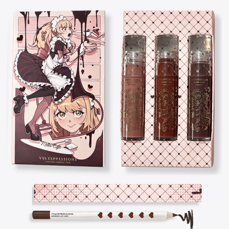Yva Expressions Deluxe Lipgloss Kit & Lip Liner Bundle, 4 Piece Set, Hydrating, High Shine, Glitter Lipgloss, Creamy Pigmented Lip Liner