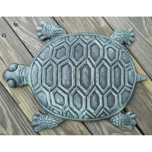 212 MAIN Antique Finish Cast Iron Turtle Stepping Stone - Outdoor Decor, Turtle-Shaped Accent for Outdoor Spaces