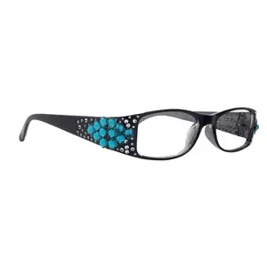 Merkel, The Diamond Crystal Shape, Bling Women Reading Glasses, w Blue Zircon Genuine European Crystals +1.25 to +3.00. NY fifth Avenue.