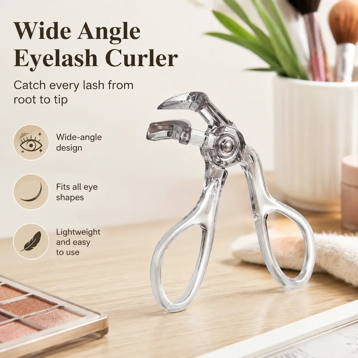 1 Piece, Transparent Wide Angle Eyelash Curler with Comb Teeth, for Daily Eye Makeup Application for Different Eye Shapes