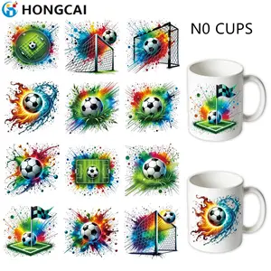 12-Piece Vibrant Football Theme UV DTF Stickers, Dynamic Ink Art Design, Perfect for Water Bottles Mugs Notebooks Phone Cases DIY Decorations