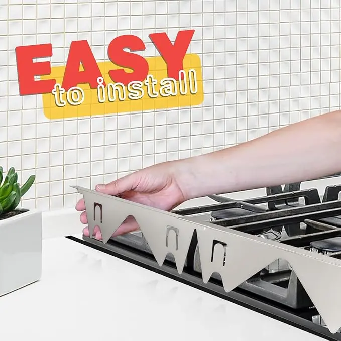 Stainless Steel Stove Gap Covers,Stove Gap Filler, Range Trim Kit, Stove Gap Guards, Heat Resistant and Easy to Clean, Easy retractable Length 13.8" to 27.5", Width 0.79",Silver(2PCS) Blender Blade Household Appliances