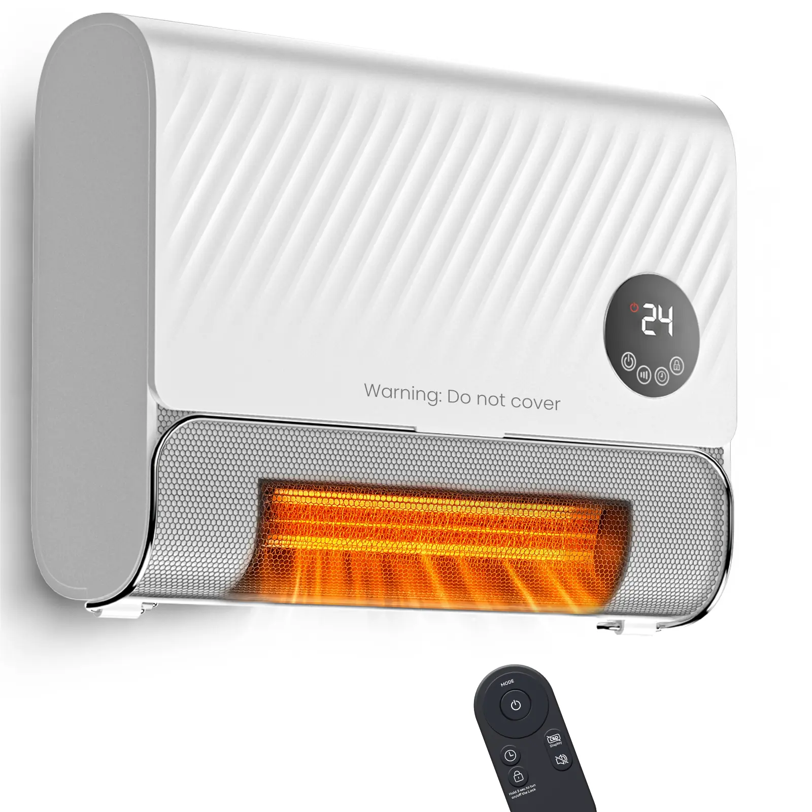 Sweetcrispy 1500W 120V Smart Wall Mounted Panel Heater - Black, White, Grey, No Overheat Risk, Fast Heating Electric Indoor Heater with Remote Temp Control, 3 Fan Speeds, Below 35dB Quiet Run, Cool Exterior for Bedroom, Office