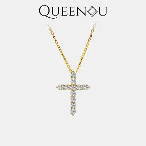 【913F】QuicklyDelivery，NOBonus，Valentine's Flash Faith Inspiration: Fully Embellished Golden Cubic Zirconia Cross Necklace