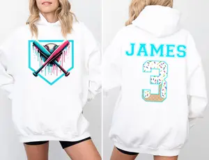 Custom Baseball Mom Hoodie with Name & Number - Perfect for Game Day