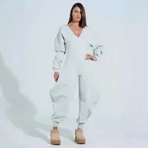 2025 Women's Jumpsuit Flared Pants Tight V-neck Sexy Long Sleeve Jumpsuit