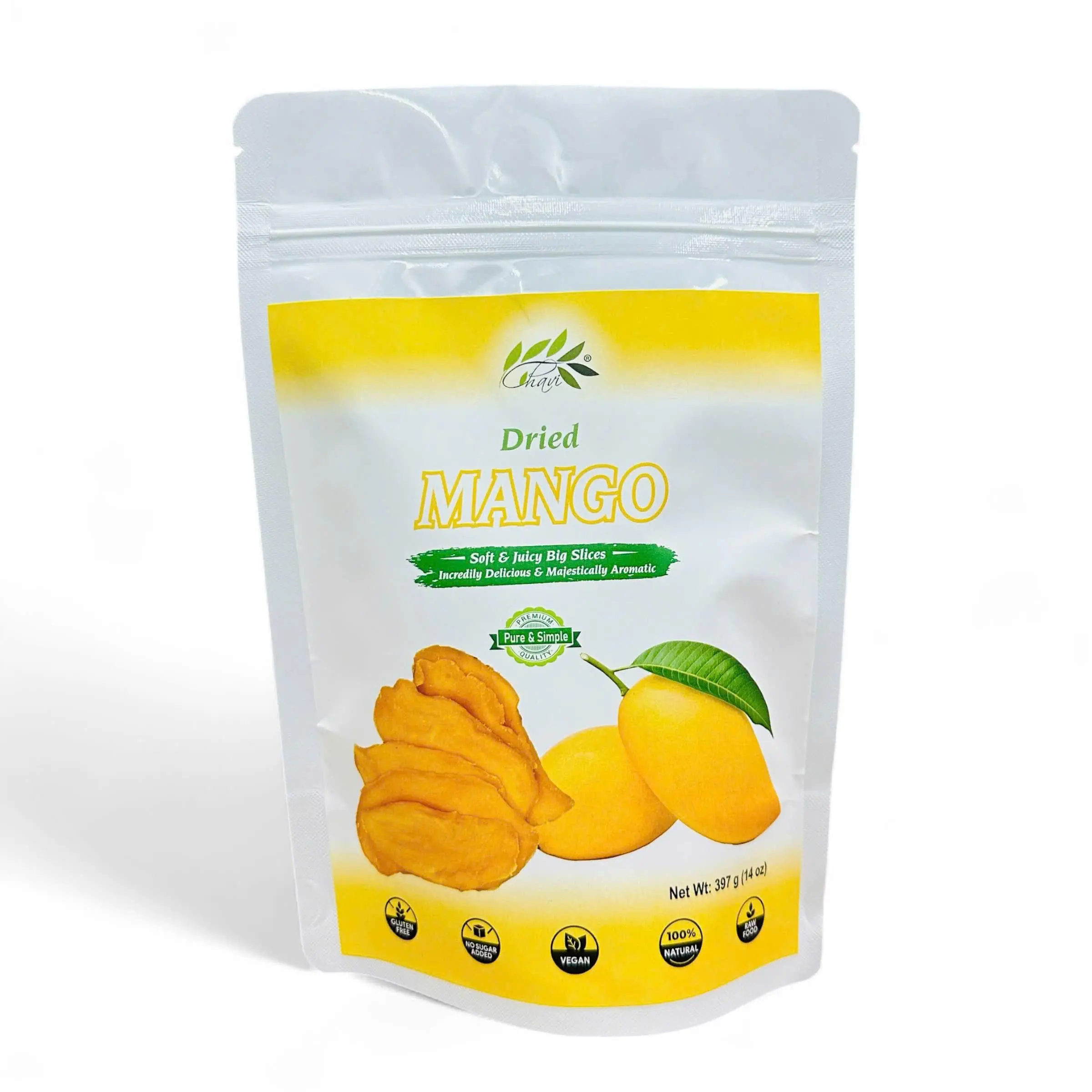 CHAVI Sweet Tangy Soft-Dried Mango Snack, 397g-14oz Dry Dried Fruits, Perfect On-The-Go Snack Foods