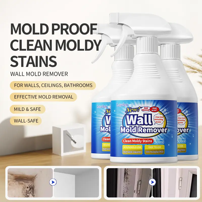Household Mold Remover Spray Cleaner - Spray Bottle Disinfecting Solution for Bathrooms, Deep Penetrate, Stubborn Mildew Elimination, Wall Cleaning, Brightening Home Care Supplies